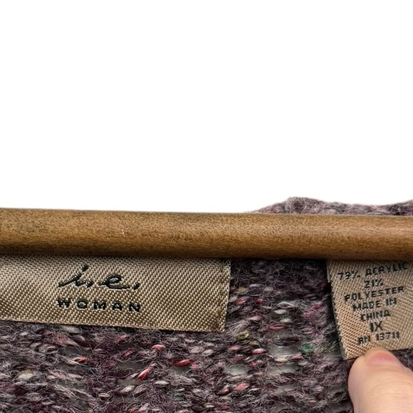 I.e. Women’s Knitted Button Front Pocket Cardigan Scalloped Hem Purple Sz 1X - Picture 7 of 9